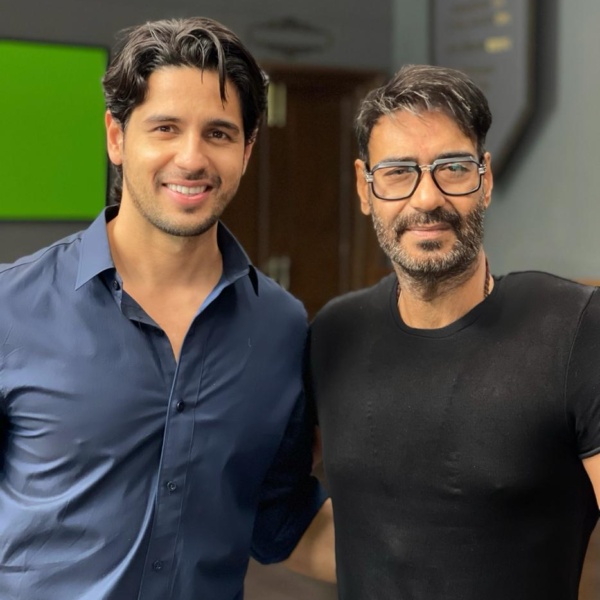 Sidharth Malhotra meets Ajay Devgn on the sets of Mayday