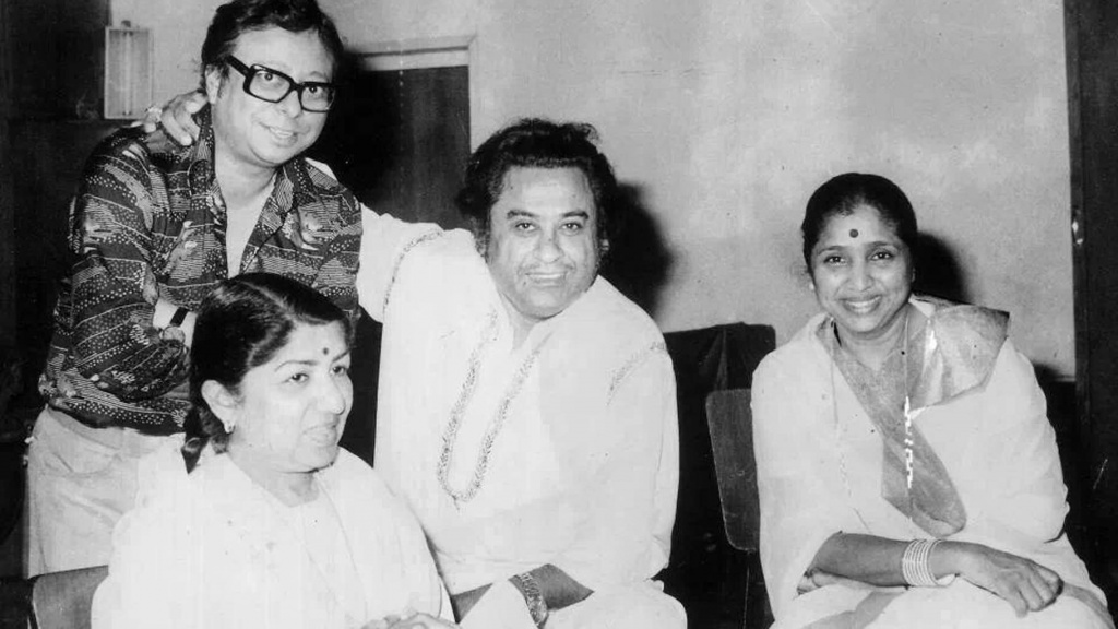 R.D. Burman with Lata Mangeshkar, Kishore Kumar and Asha Bhosle